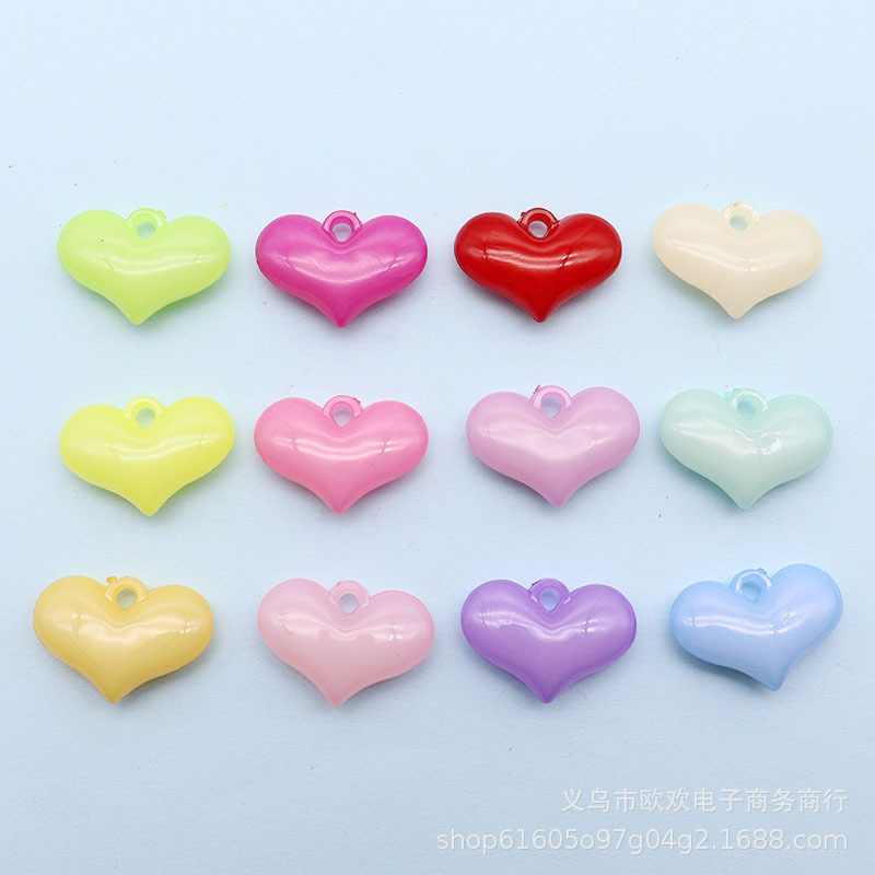 爱心挂孔亚克力仿真果冻色桃心心形吊坠挂件钥匙扣包包DIY饰品