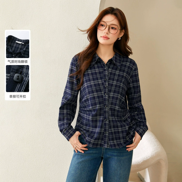 [Американский ретро Академия ветровых полосатых ленивых рубашек] Полосатый большой размер женский толстый mm2025 весенний новый