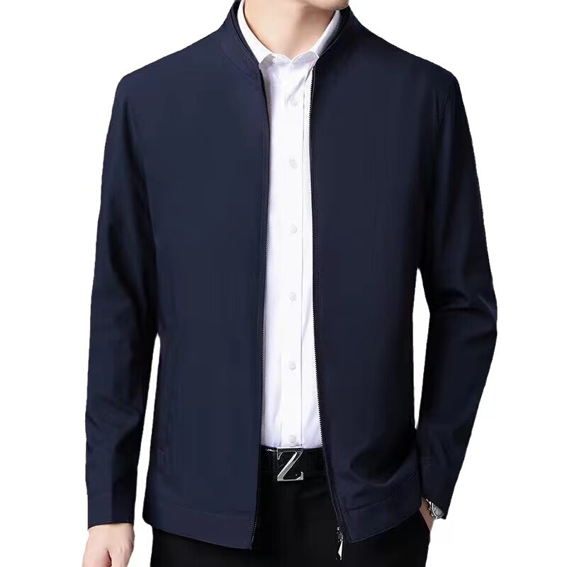 High-End Jacket Men's Counter Genuine Middle-Aged Cadre Casual Jacket Spring & Fall Dad Wear Lapel High-End Jacket Thin Section