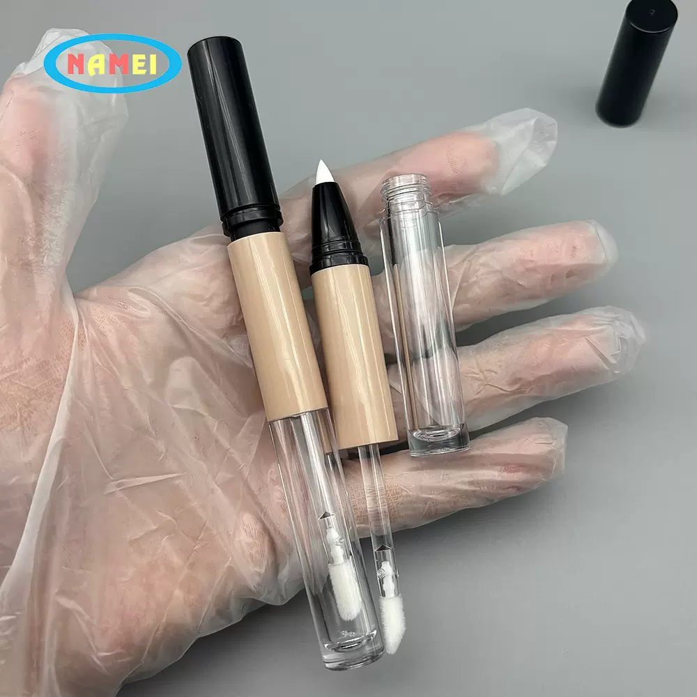 圆形细长唇彩瓶唇线笔二合一唇泥唇蜜管包材撕拉唇线笔管彩妆管