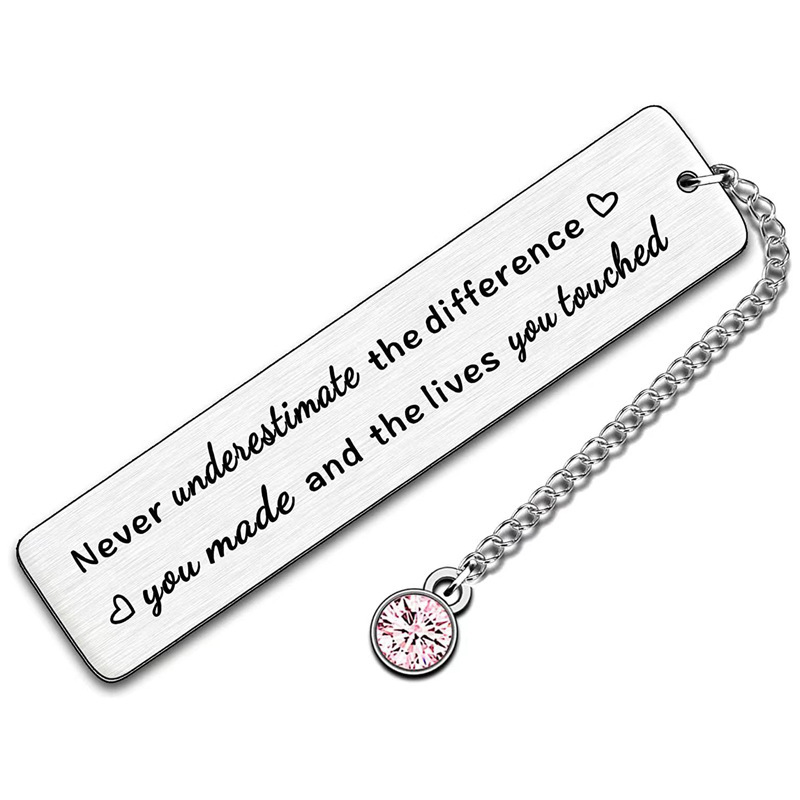 Marcadores de acero inoxidable europeos y americanos Regalos de la temporada de graduación Grabado con láser Gracias Regalos del día del maestro Libro Marcadores de metal