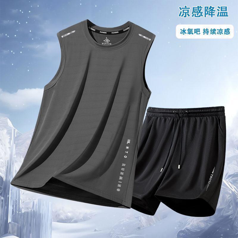 [Private Exclusive] Sleeveless Waistcoat Vest Men's Suit Round Neck Sports Summer Thin Shorts Set Casual Matchinging