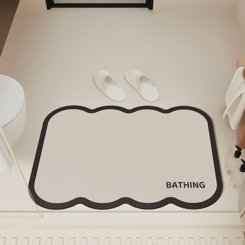 シンプルな珪藻泥フロアマット浴室滑り止めフロアマット吸水速乾フットマット家庭用浴室トイレドアマット|undefined