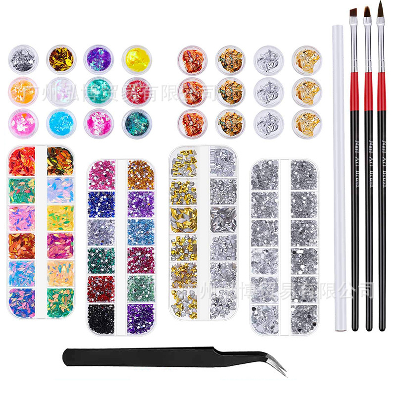 Amazon cross-border hot-selling sequins 2.0 diamond four-color foil nail art accessories suit in stock Amazon cross-border hot-selling sequins 2.0 diamond four-color foil nail art accessories suit in stock