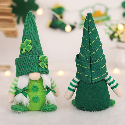 Irish National Day Clover Couple Doll Faceless Old Man Dwarf Doll Festival Decoration Props
