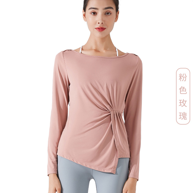 Ropa de Yoga de otoño europeo y americano manga larga de secado rápido deportes fitness superior correr adelgazamiento Delgado cadera-ropa de fitness para mujeres