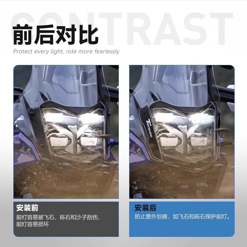 Yamaha TENERE 700 修正アクセサリーアクリルプレートヘッドライト保護カバーヘッドライト保護カバーに適しています。|undefined