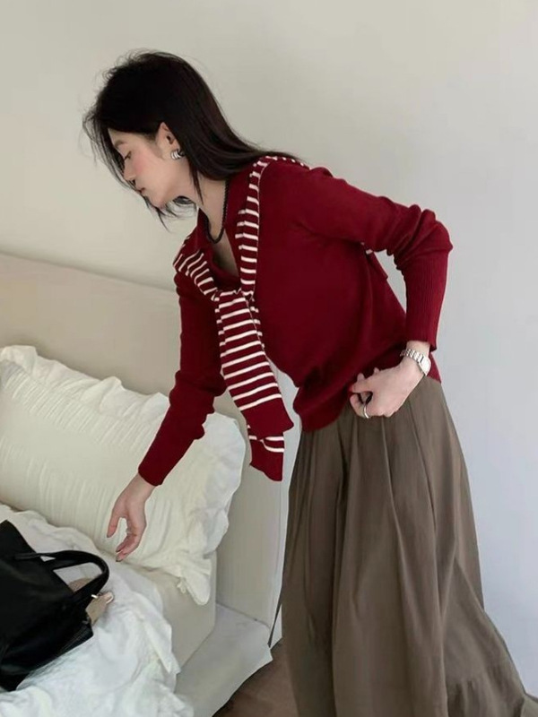 老钱风设计感polo针织衫女配披肩2025秋冬季新款小众显瘦百搭上衣|undefined