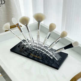 美容院刷子底座面膜刷双头软毛硅胶扇形起泡刷子收纳定LOGO