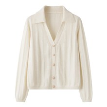 鄂尔多斯市产100纯山羊绒T恤领女开衫2025秋冬新款V领女式羊绒衫