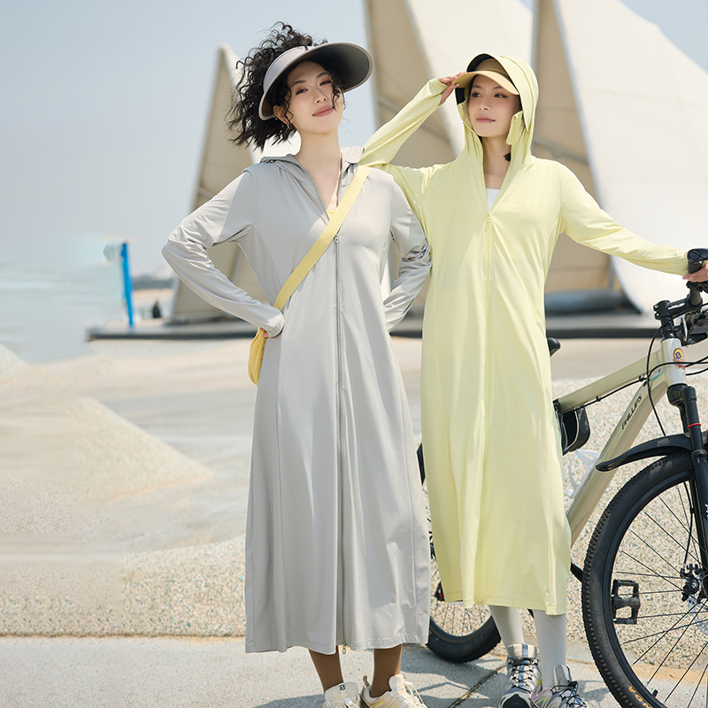 オリジナル糸ロング日焼け止め服女性のためのアイスシルク夏全身日焼け止め服夏の新 2025 通気性ビーチ日焼け止めジャケット|undefined