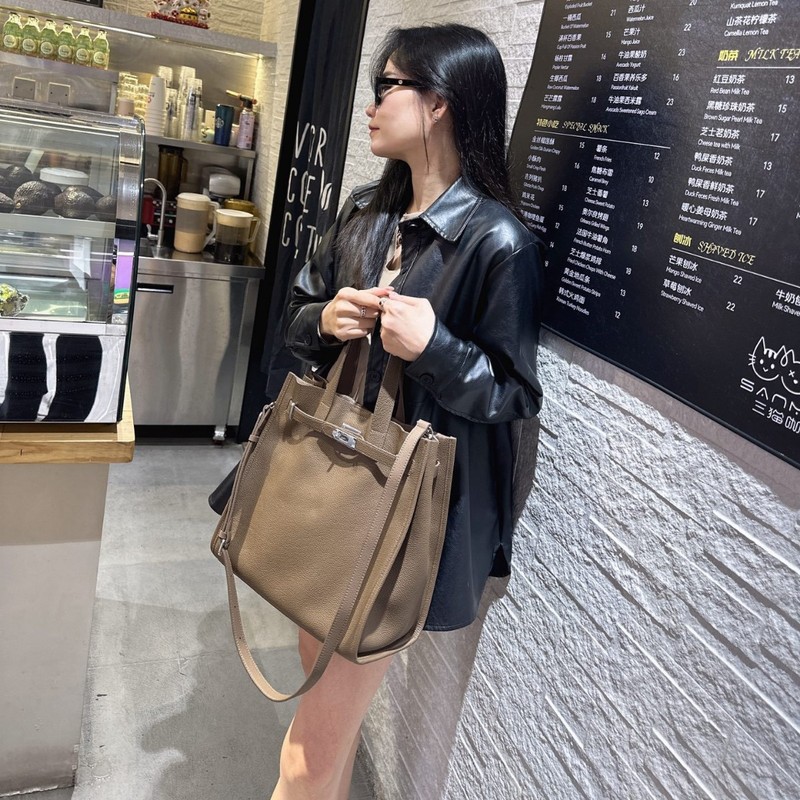大容量高品质新款铂金跨境真皮女包头层牛皮斜挎手提锁扣凯莉大包|undefined