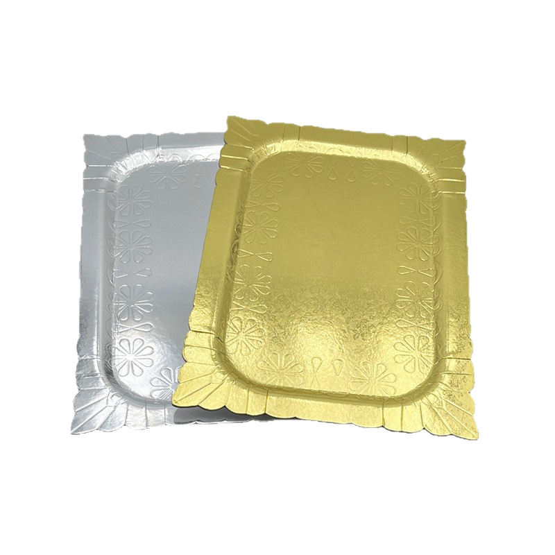 Fábrica al por mayor nueva bandeja de papel desechable engrosada de película de aluminio dorado bandeja de barbacoa cubiertos de fiesta de cumpleaños platos de papel