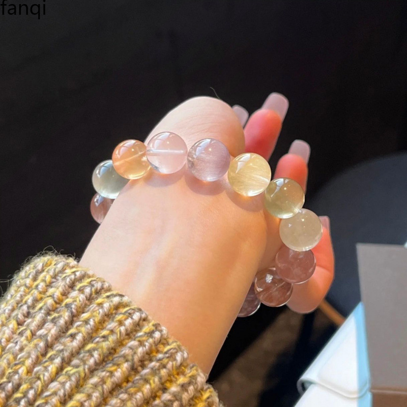 ギフトナチュラルオプションアクアマリンガールフレンドブレスレット女性ウサギの毛カラーキャンディアメジストブレスレットクリスタルイエロークリスタル|undefined