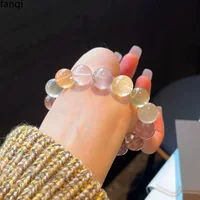 Подарочный браслет из натурального аквамарина для подруги, мех кролика, красочные конфеты, браслет с аметистом, кристалл, желтый кристалл
