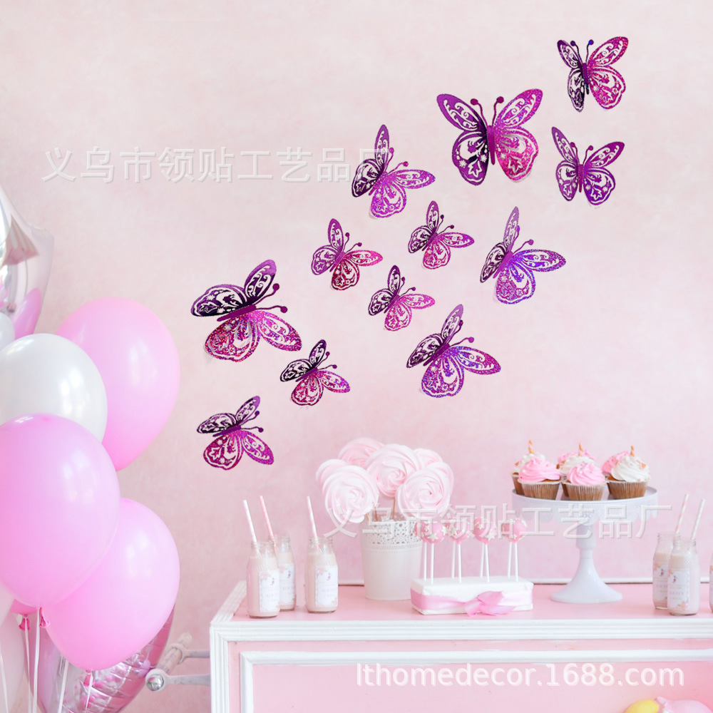 LTHD024 papel hueco mariposa tridimensional mariposa aniversario decoración decorativa decoración de fiesta de cumpleaños