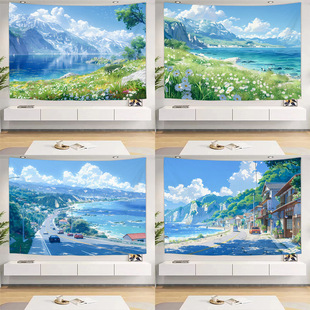 Ins Natural Scenery Hanging Cloth Scandinavian Healing Bedroom Room Hanging Wall Cloth Bedside Dormitory Decoration Tapestry