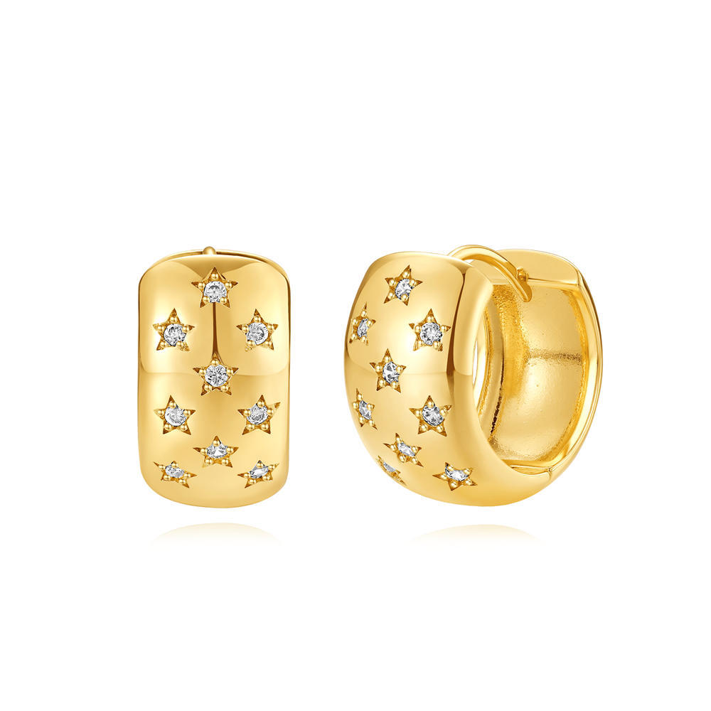 Temperamento de lujo ligero transfronterizo europeo y americano tendencia moda ocho estrellas cobre personalidad exquisita amor todo fósforo aretes mujer