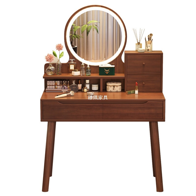 Mesa de madera china, armario práctico, mesa y sillas nórdicas modernas, mini mesa de maquillaje roja en línea