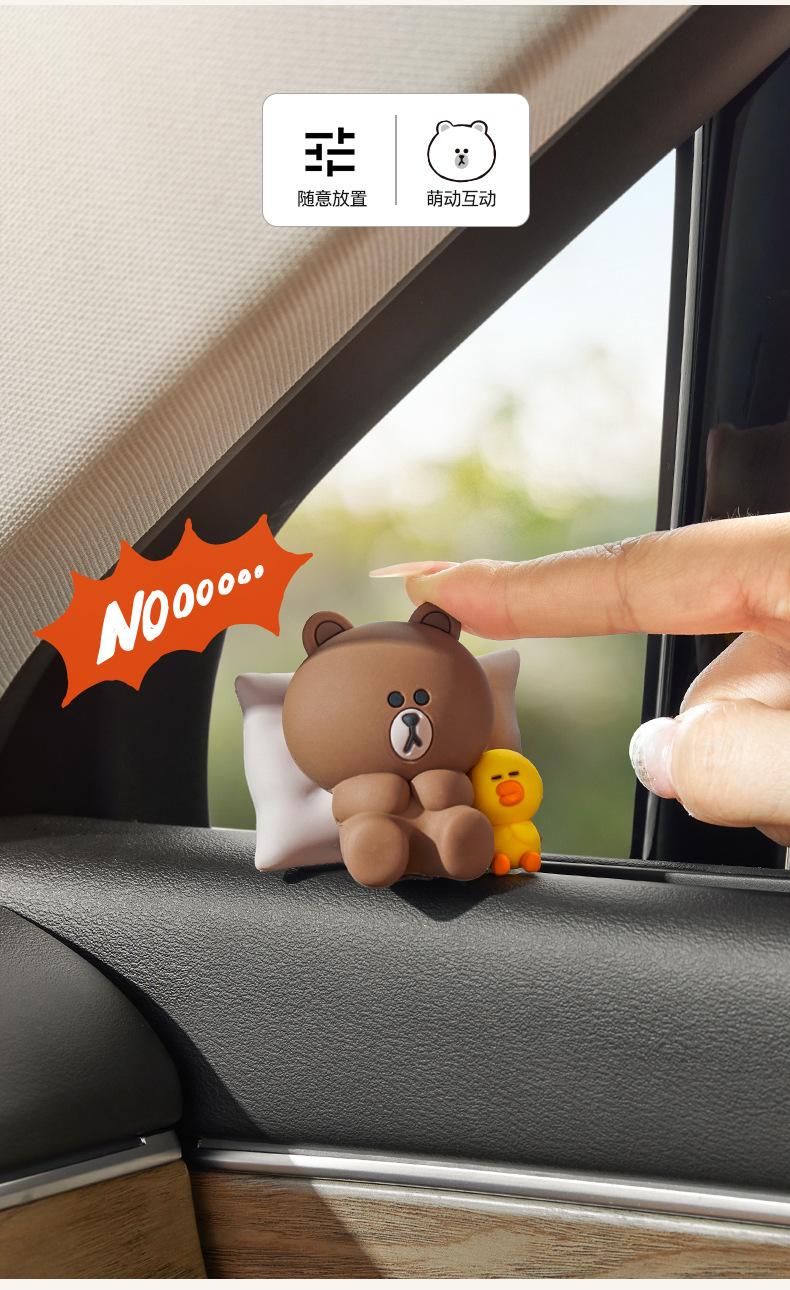 Brown Bear Car Interior Decoration Ornaments, Healing-Style Cartoon Door-Side Ornaments, Cute Dolls for Car Interior Decoration, Car Ornaments