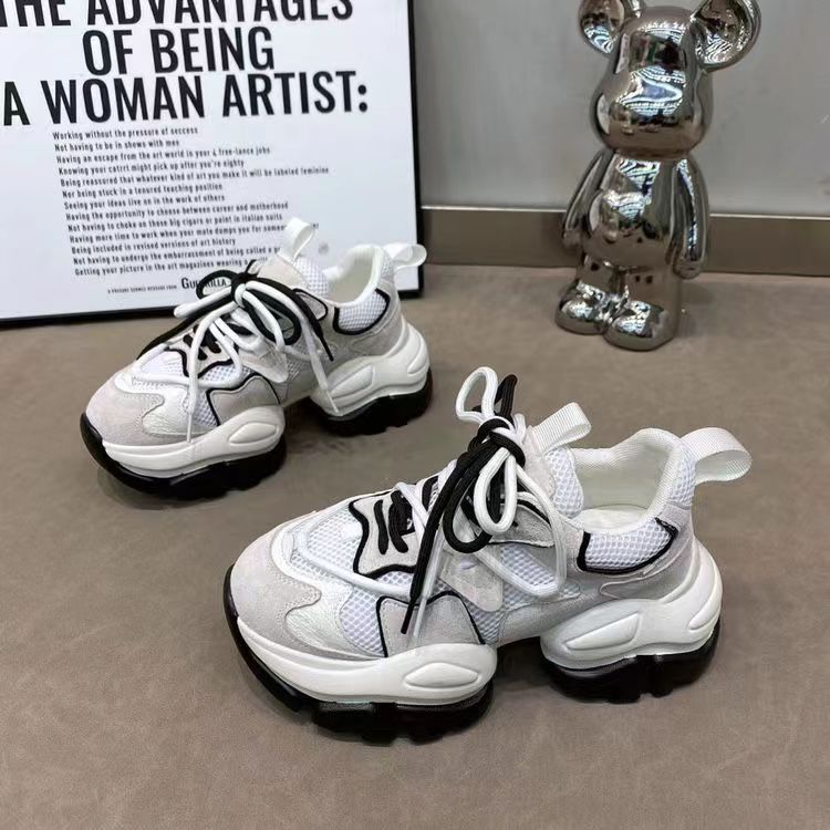 2023 mesh breathable clunky sneakers women's hidden height platform casual shoes women's sneaker women's running shoes women's round toe