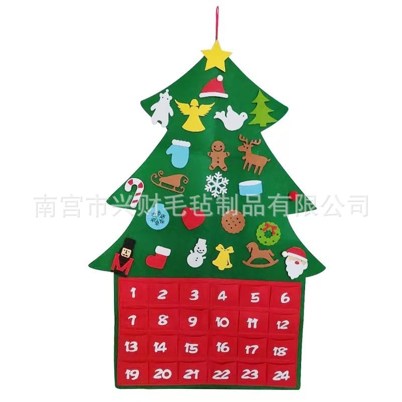 新品フェルトクリスマスカウントダウンカレンダー不織布クリスマスペンダント装飾クリスマスカレンダー|undefined