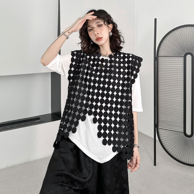 Estilo de la calle europea y americana chaleco hueco Chaleco de las mujeres del verano flojo apilado blusa moda estilo occidental chaleco abrigo