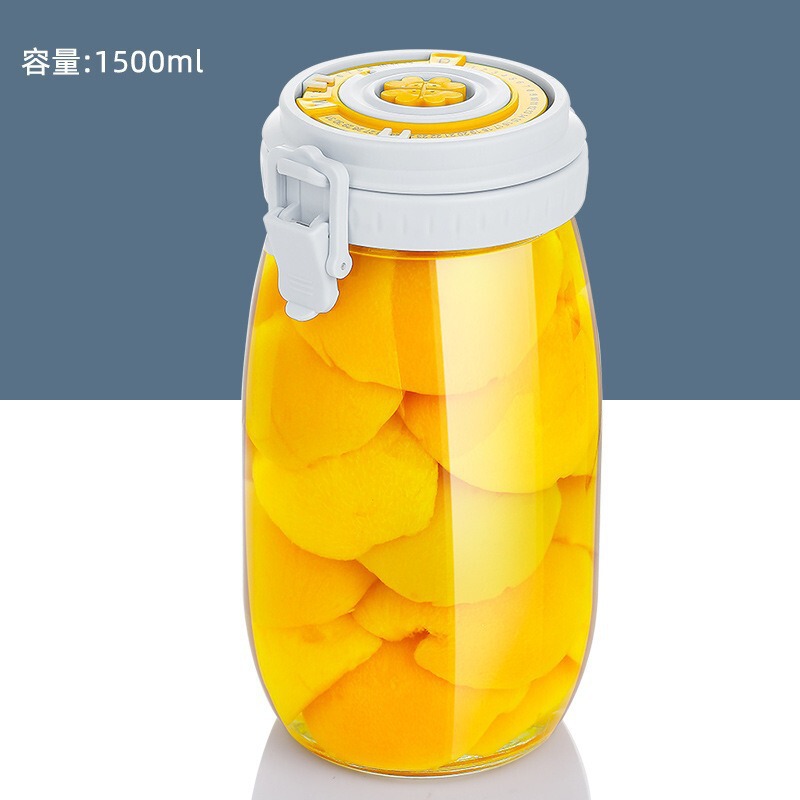 新款玻璃密封罐传统泡菜腌咸菜泡酒坛罐装子收纳储物卡扣带盖罐子|undefined