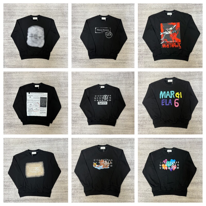 Maison Margiela Mm6 Embroidered Letter Round Neck Long-Sleeved Terry Sweatshirt for Men, Loose Fit