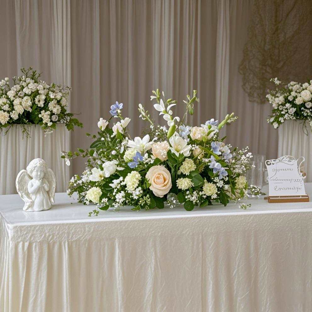 婚礼签到桌花宴会花艺森系婚礼空调冰箱顶花商场橱窗装饰摆花