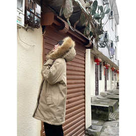 棉服女冬季2024新款韩版毛领服加厚棉袄外套宽松中长款棉衣潮