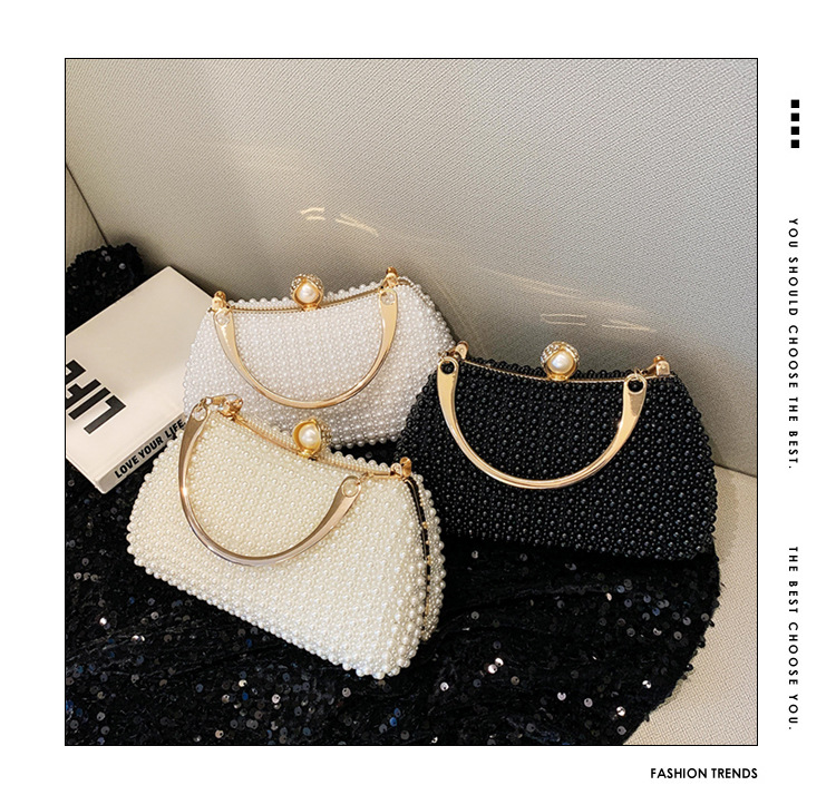 New pearl lady's handbag, banquet dress crossbody bag, elegant socialite dinner bag, high-end underarm bag wholesale full figure