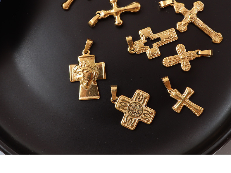 fashion cross jewelry pendant accessories titanium steel plated 18K gold pendant wholesalepicture4