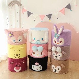 Cartoon Cute Plush Sofa Stool Round Home Living Room Chair Kidsren's Doorway Shoe Changing Stool Cylindrical Stool