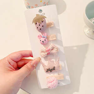 Hermosos clips de cabello de color para niños coreanos de alto nivel sensación de arco de niñas bolsa de tela no daña clips de cabello de bebé