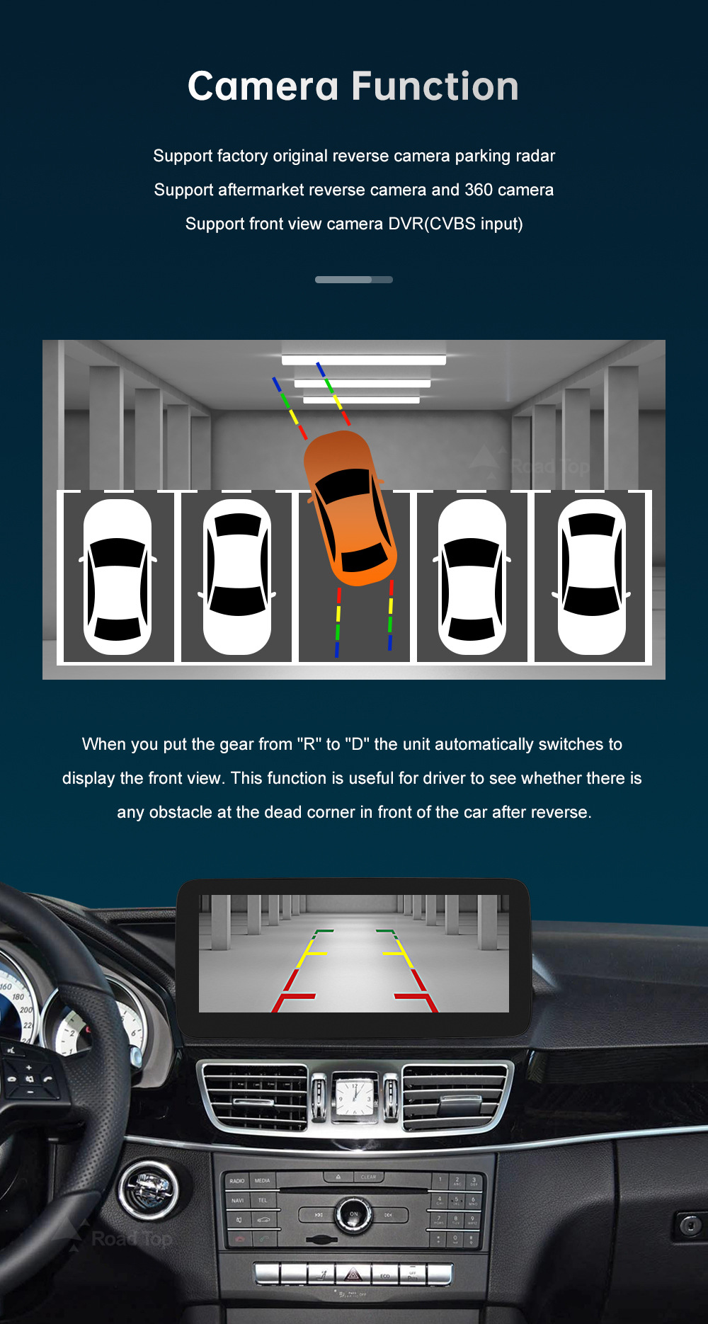 RoadTop wireless CarPlay screen for Mercedes-Benz E-Class NTG4.0/4.5/5.0 display