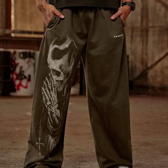 Youngla American Trendy Brand High Street Sweatpants Jogger Sports Fitness Casual Straight Loose Wide-Leg Pants Long Pants