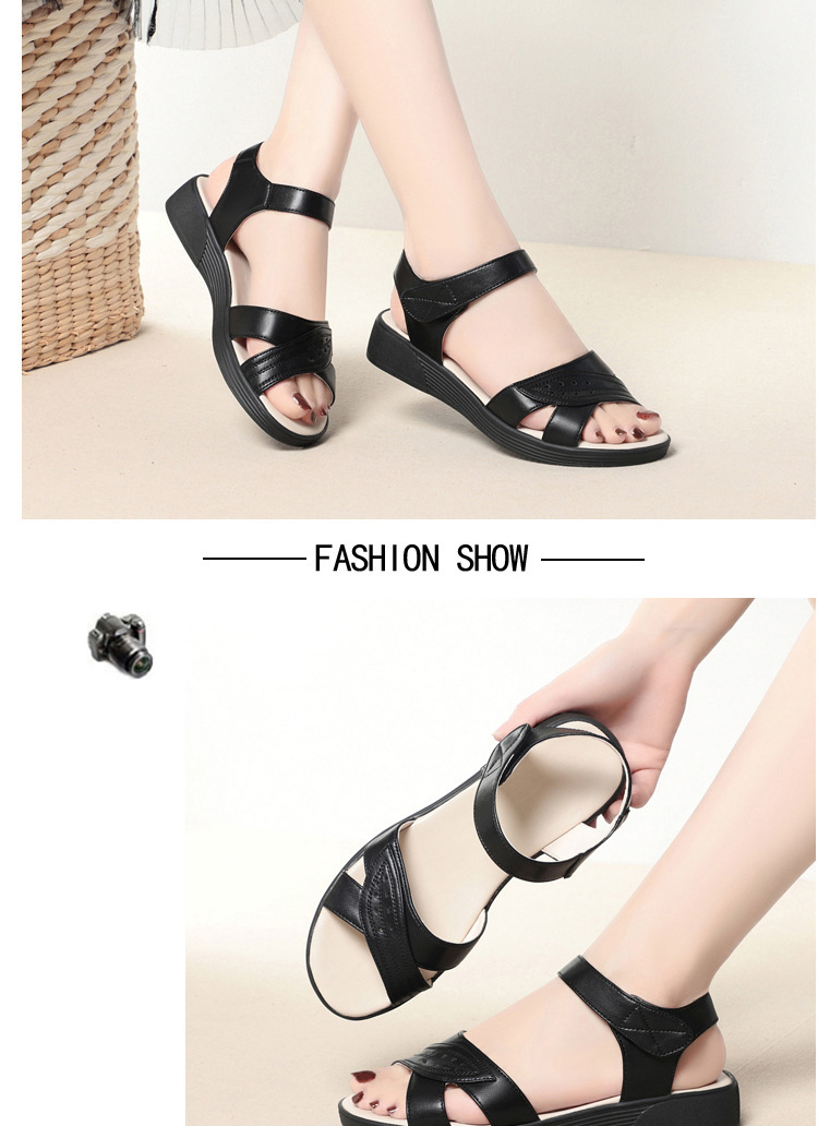 Dép sandal nữ đế bệt da mềm chống trượt — màu be chi tiết 10
