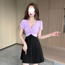 足疗足浴技师工作服夜店女装性感新款低胸连衣裙夏装夜场A字短裙