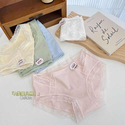 Class A baby cotton pure cotton underwear girls pure desire sexy hollow hollow waist bag buttocks comfortable antibacterial girl briefs