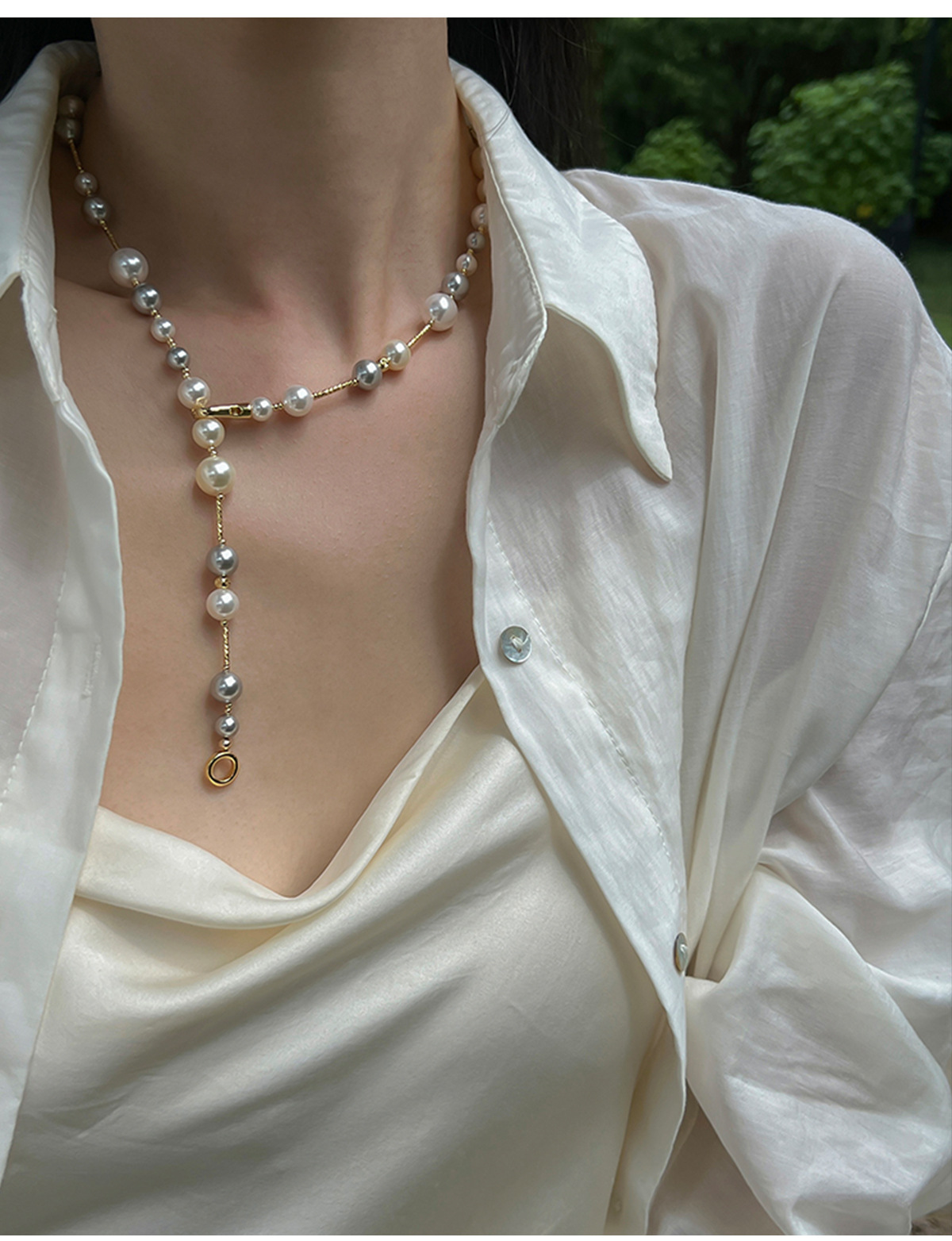 50g Weight Real Gold Plating Gold Plating Process Mother Pearl Shellfish Copper 18K Gold Plated Plating Geometric Necklace