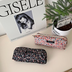 11271 Ins Vintage Corduroy Floral Literary Pen Bag Simple Student Stationery Box Portable Makeup Bag