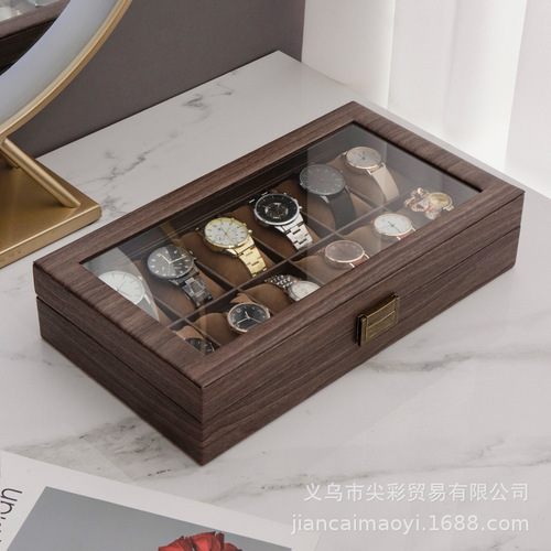 Leather watch storage box dustproof glass cover watch box watch jewelry box bracelet watch box dropshipping