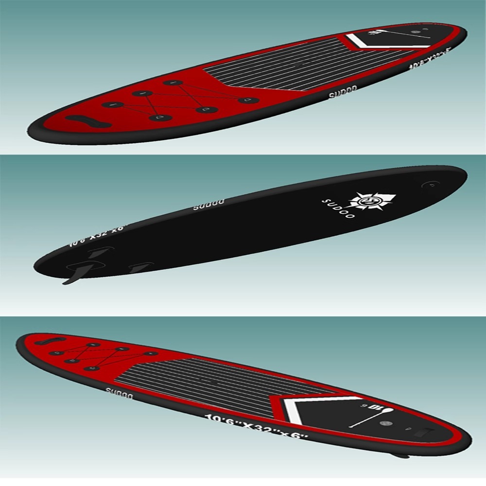 tabla de remo inflable negro rojo plegable tabla de paddle portátil tabla de surf profesional marino tabla de esquí acuático de pie para adultos