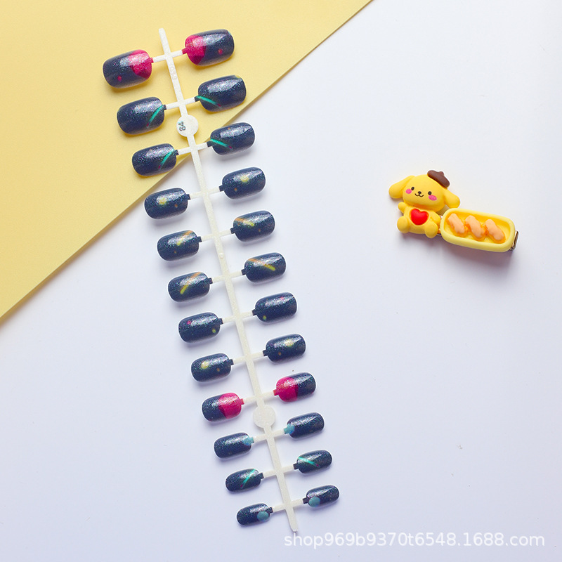 Desmontable lindo de los niños uñas 24 piezas de uñas de belleza de uñas de los niños pieza de uñas falso parche de uñas para el comercio exterior