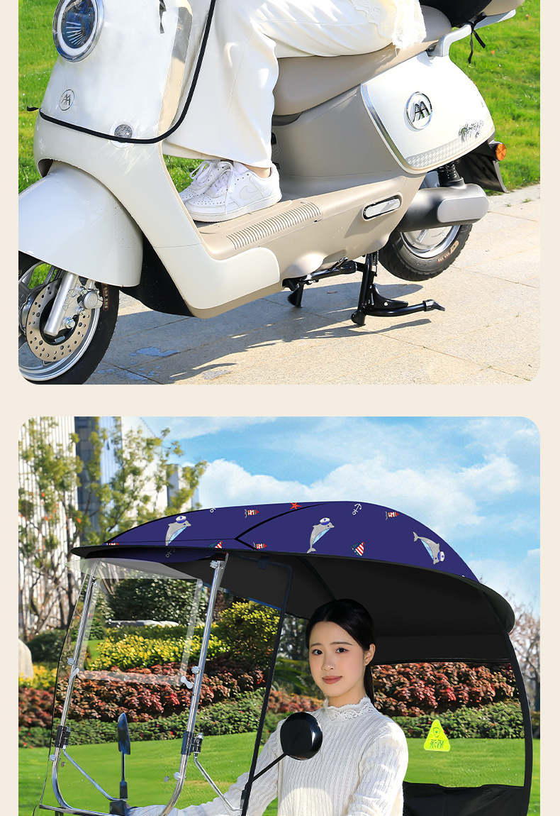 Electric Vehicle Canopy, Rainproof, New Thickened Model, Transparent Sunshade and Windproof Cover for Electric Motorcycles