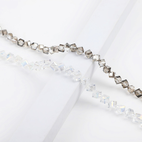 Oblique crystal glass beads 8mm bracelet necklace accessories beads DIY flat beads black and white string beads material wholesale