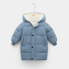 2022 new children's clothing, medium and large children's down cotton coats for boys and girls, Korean candy color thickened medium and long bread cotton coats