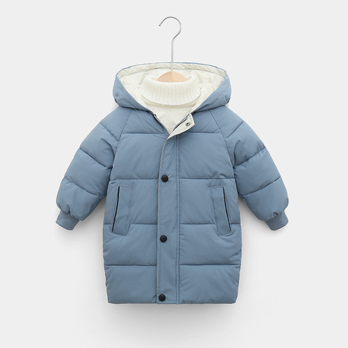  new children's clothing, medium and large children's down cotton coats for boys and girls, Korean candy color thickened medium and long bread cotton coats