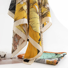 90*90CM小香風氣質仿真絲絲巾春季搭配襯衫印花領巾小方巾女批發